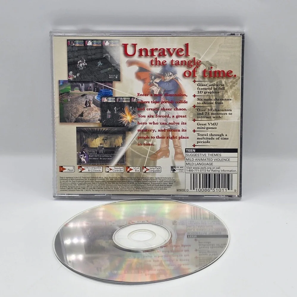 Sega Time Stalkers‎ Dreamcast NTSC-U/C Silver RPG Dungeon Crawler VMU Support